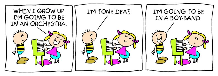 Billy strip: boy bands.