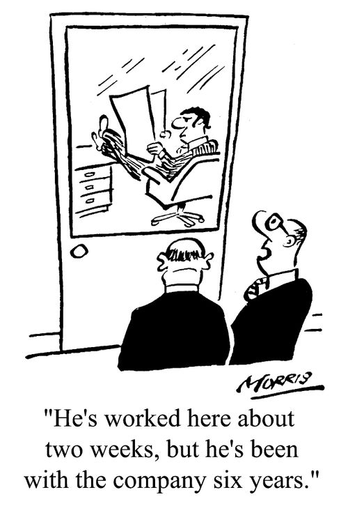 "He's worked here about two weeks, but he's been with the company six years."