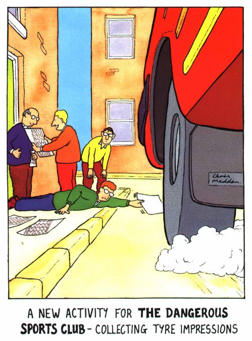 'A new activity for THE DANGEROUS SPORTS CLUB collecting tyre impressions'