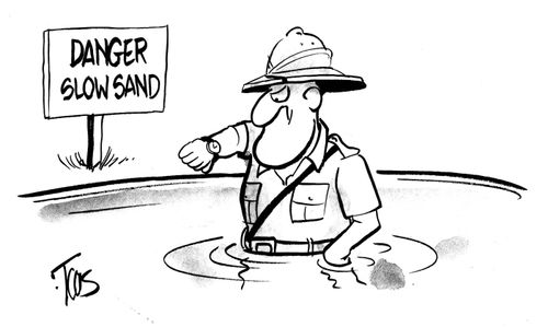 SIGN TEXT: DANGER, SLOW SAND.