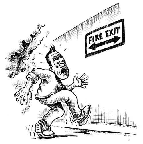 Which way to the fire exit??