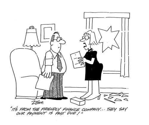 'It's from the Friendly Finance company...they say our payment is past due!'