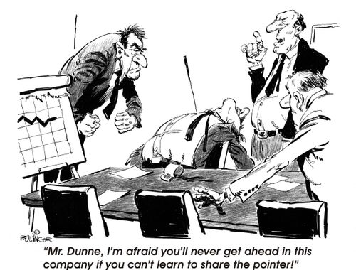 Man kills co-worker with pointer. Boss says, 'I'm afraid you'll never get ahead if you can't learn to share the pointer!'