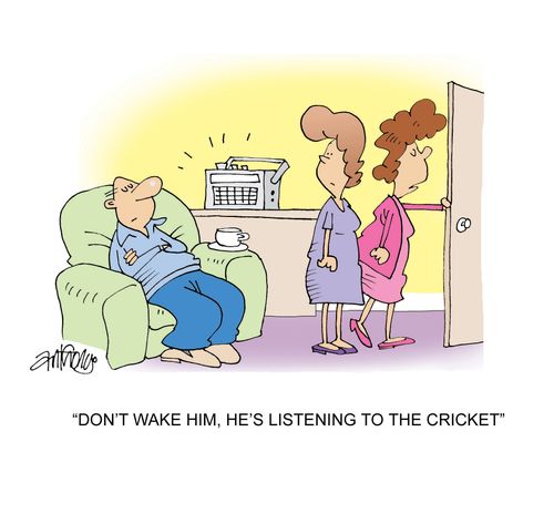 "Don't wake him, he's listening to the cricket."