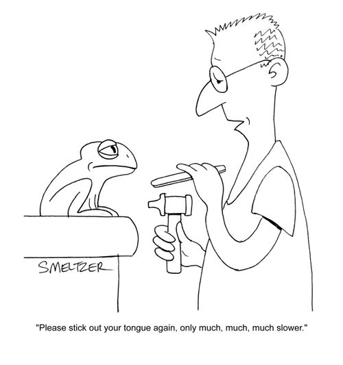 'Please stick out your tongue again, only much, much, much slower.'