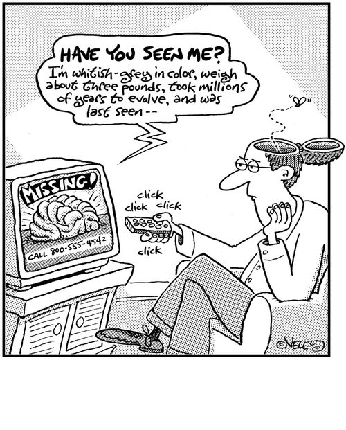 'Have you seen me?' (Brain missing in TV viewer)