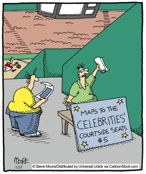 Maps to celebrities courtside seats