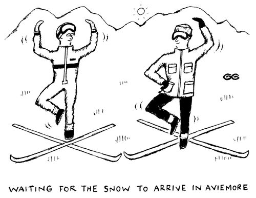 Waiting for the snow to arrive in Aviemore.