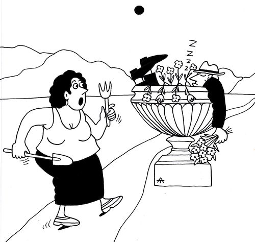 Woman finds a drunk in her flower pot.