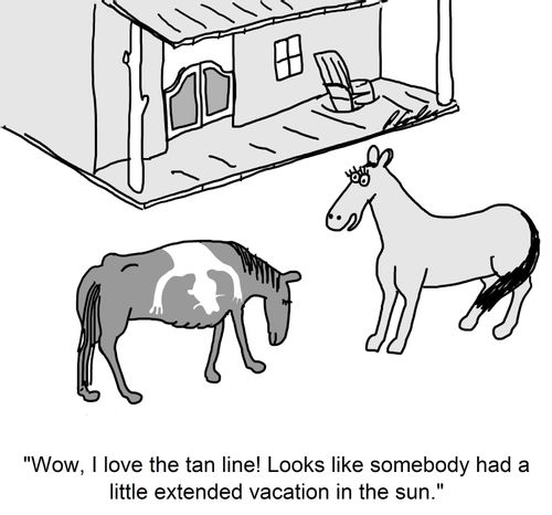 'Wow, I love the tan line! Looks like somebody had a little extended vacation in the sun.'