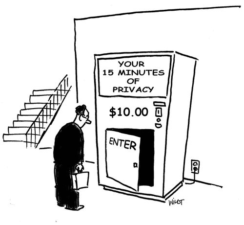 Vending machine offers 15 minutes of privacy.