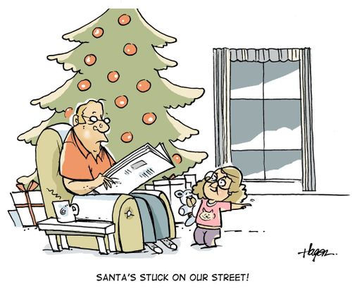 'Santa's stuck on our street!'
