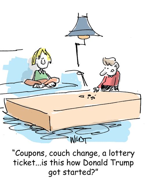 Coupons, couch change, a lottery ticket...is this how Donald Trump got started?