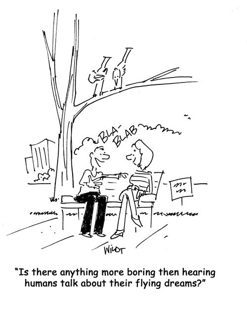 Is there anything more boring than hearing humans talk about their flying dreams.