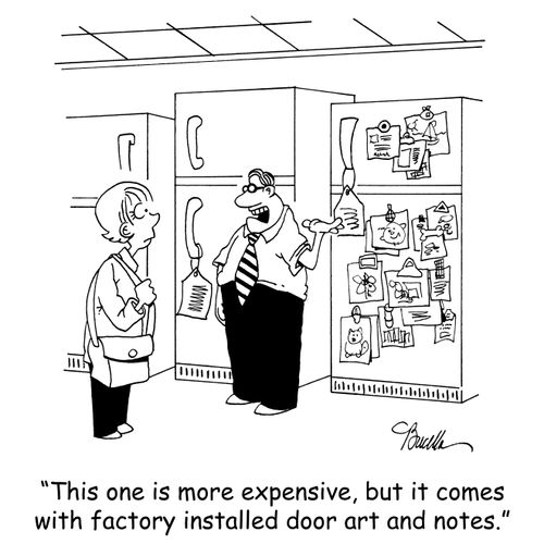 'This one is more expensive, but it comes with factory installed door art and notes.'