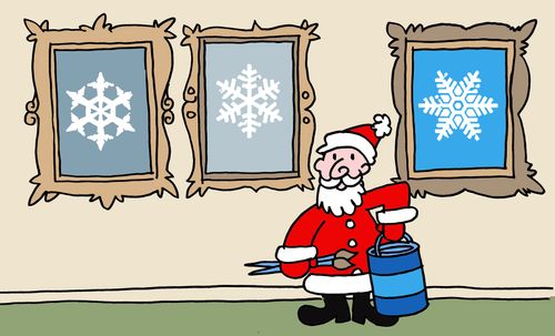 Individual snowflakes painting by Santa.