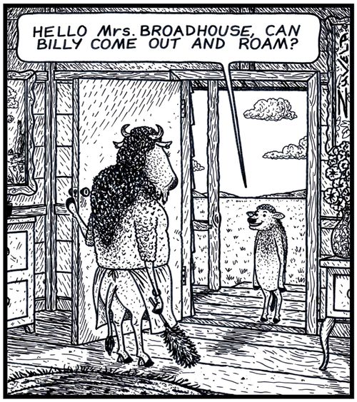 Young Buffalo: 'Hello Mrs.Broadhouse,can Billy come out and Roam?'