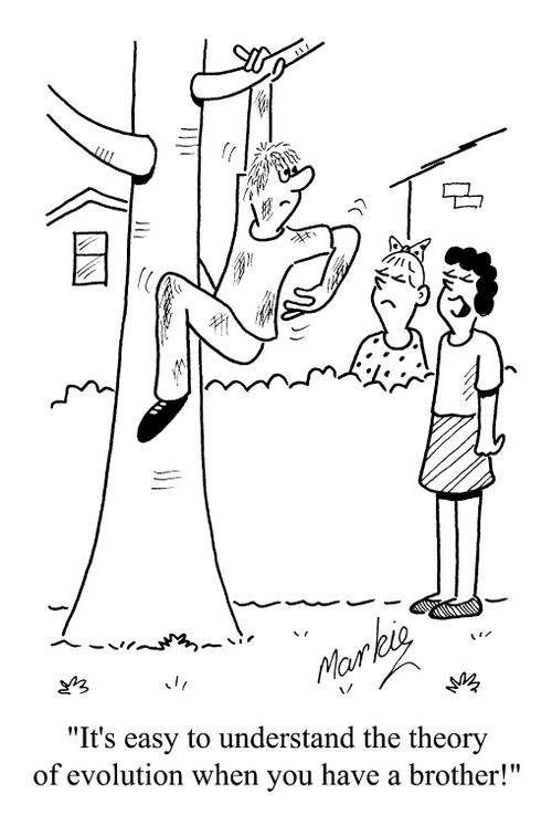 "It's easy to understand the theory of  evolution when you have a brother!"