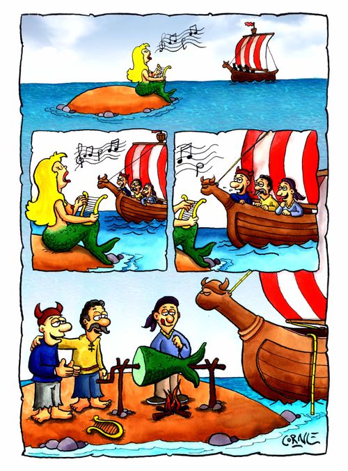 Sailors eating a mermaid