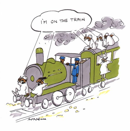 "I'm on the train."