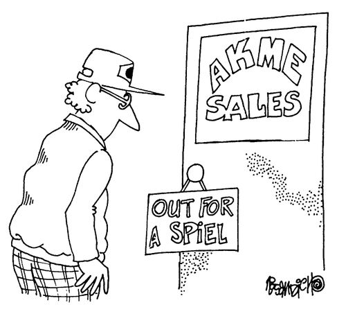 'Akme sales' 'out for a spiel'