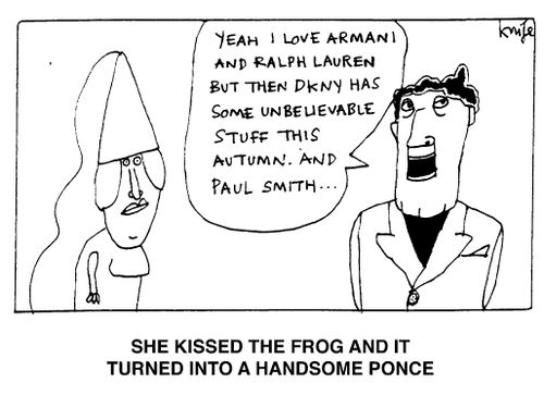 She kissed the frog and it turned into a handsome ponce