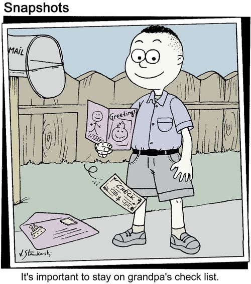 Boy stays on grandpa's 'check list.'