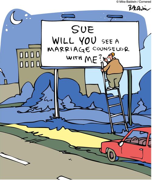 'Sue, will you see a marriage counselor with me?'