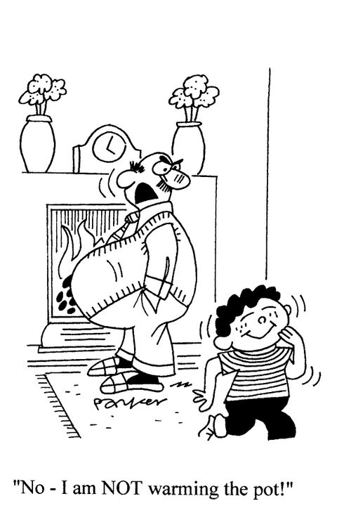 'NO- I am NOT warming the pot!'