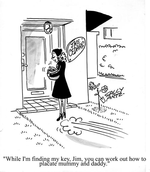 'While I'm finding my key, Jim, you can work out how to placate mummy and daddy.'
