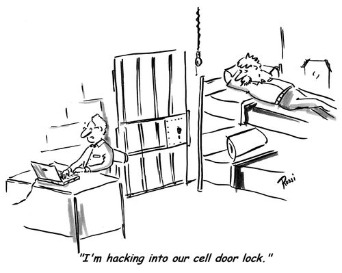 'I'm hacking into our cell door lock.'