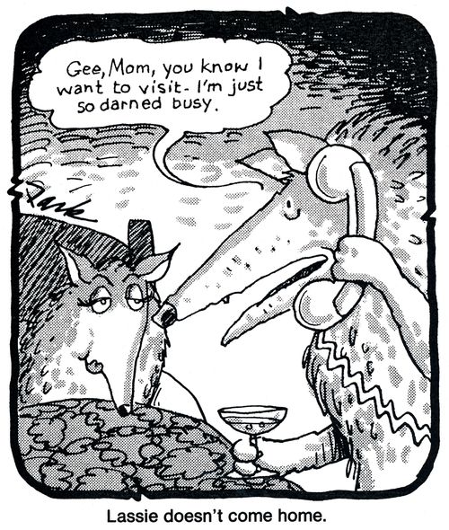 'Gee, mom, you know I want to visit - I'm just so darned busy.'