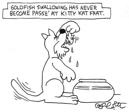goldfish swallowing has never become passe at Kitty Kat Frat.