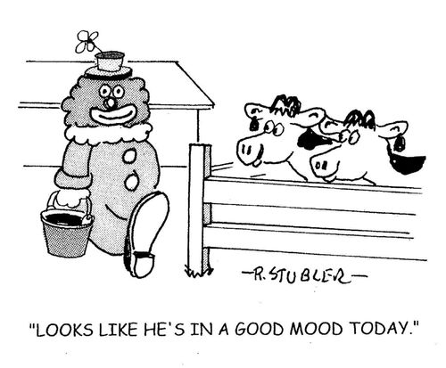 'Looks like he's in a good mood today.'