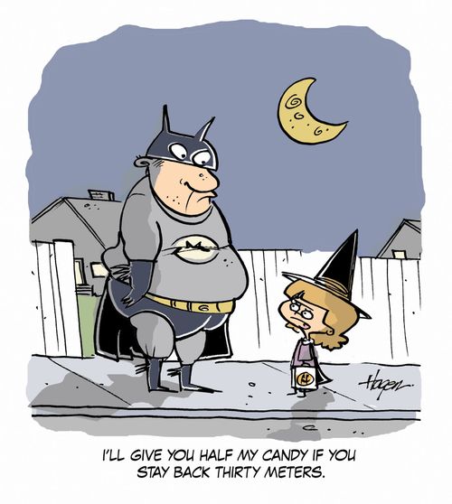 'I'll give you half my candy if you stay back thirty meters.'