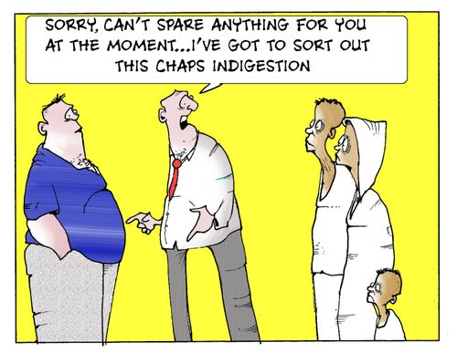 'Sorry, can't spare anything for you at the moment...I've got to sort out this chaps indigestion.'