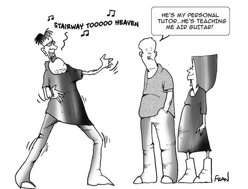 '...he's teaching me air guitar.'