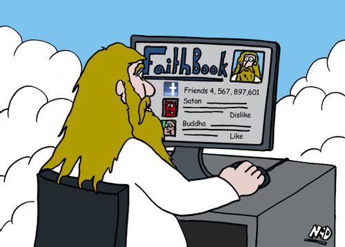 God embraces social media and checks out his friends