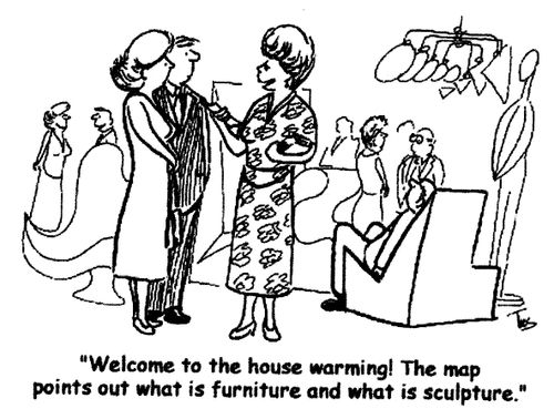 'Welcome to the house warming! The map points out what is furniture and what is sculpture.'