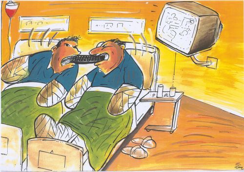 Men  Fighting Over Remote Control In Hospital