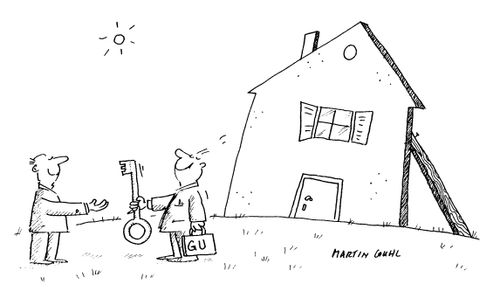 Man receiving key to false house