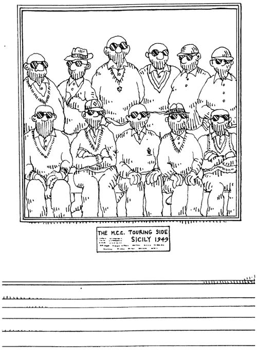 The M.C.C. Touring Side Sicily 1949 - cricket team drawing