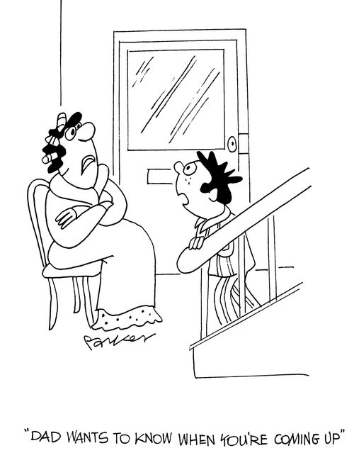 'Dad wants to know when you're coming up.'