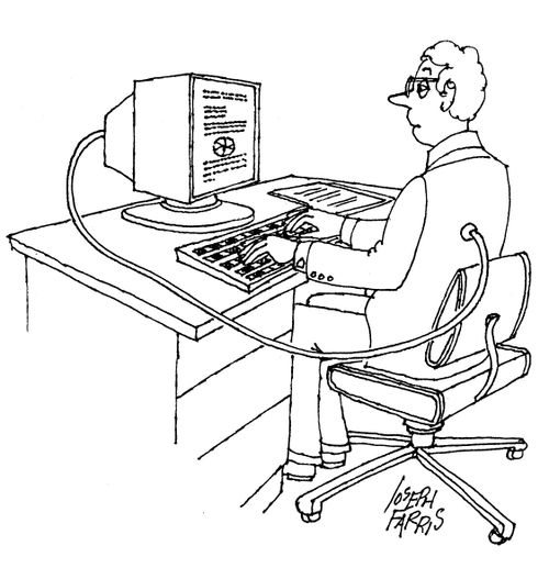 A man connected to his PC.