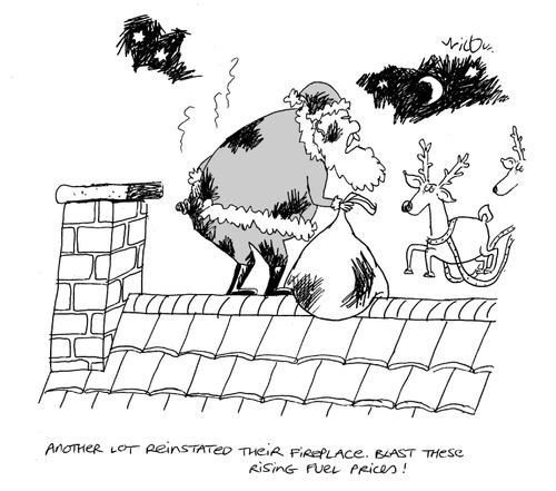 'Another lot reinstated their fireplace.  Blast these rising fuel prices!'