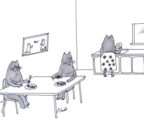 'Mom! Barry is not playing with his food before he eats it.'