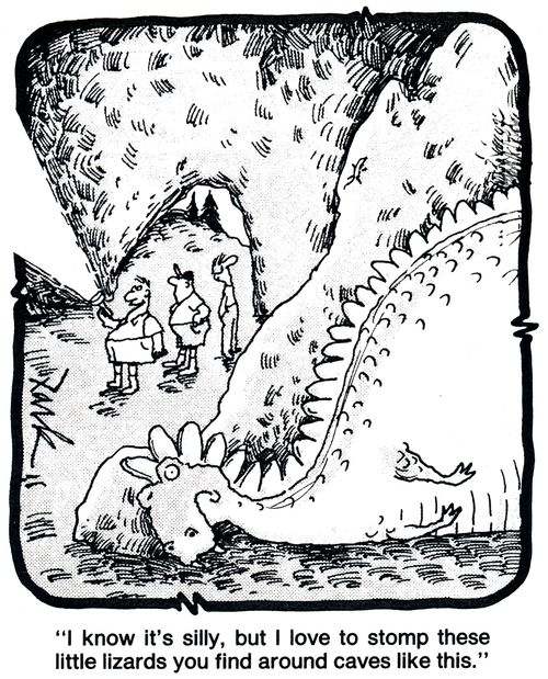 'I know it's silly, but I love to stomp these little lizards you find around caves like this.'