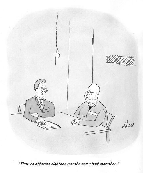 "They're offering 18 months jail and a half-marathon."