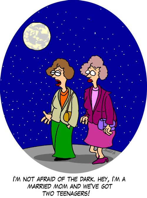 'I'm not afraid of the dark. Hey, I'm a married mom and we've got two teenagers!'