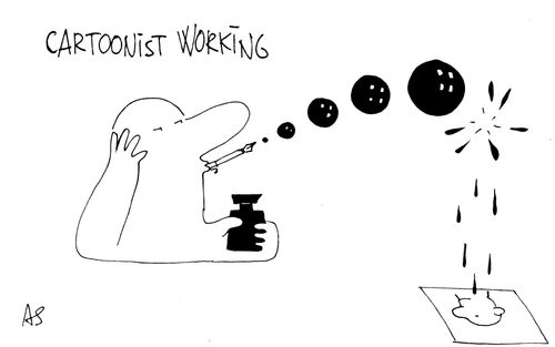 Cartoonist working